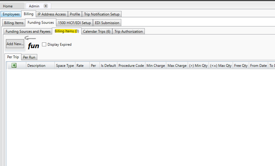 How To Add Billing Items/Rate To A Funding Source.